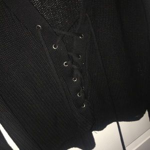 Lace Up Knit Sweater